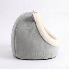 Cozy Cat Cave Bed — Hooded Hideaway with Dangling Pom-Pom Toy