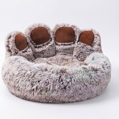 PawCloud-Paw-Shaped Dog Bed — Ultra-Plush Calming Sofa Bed with Cushioned Back Support