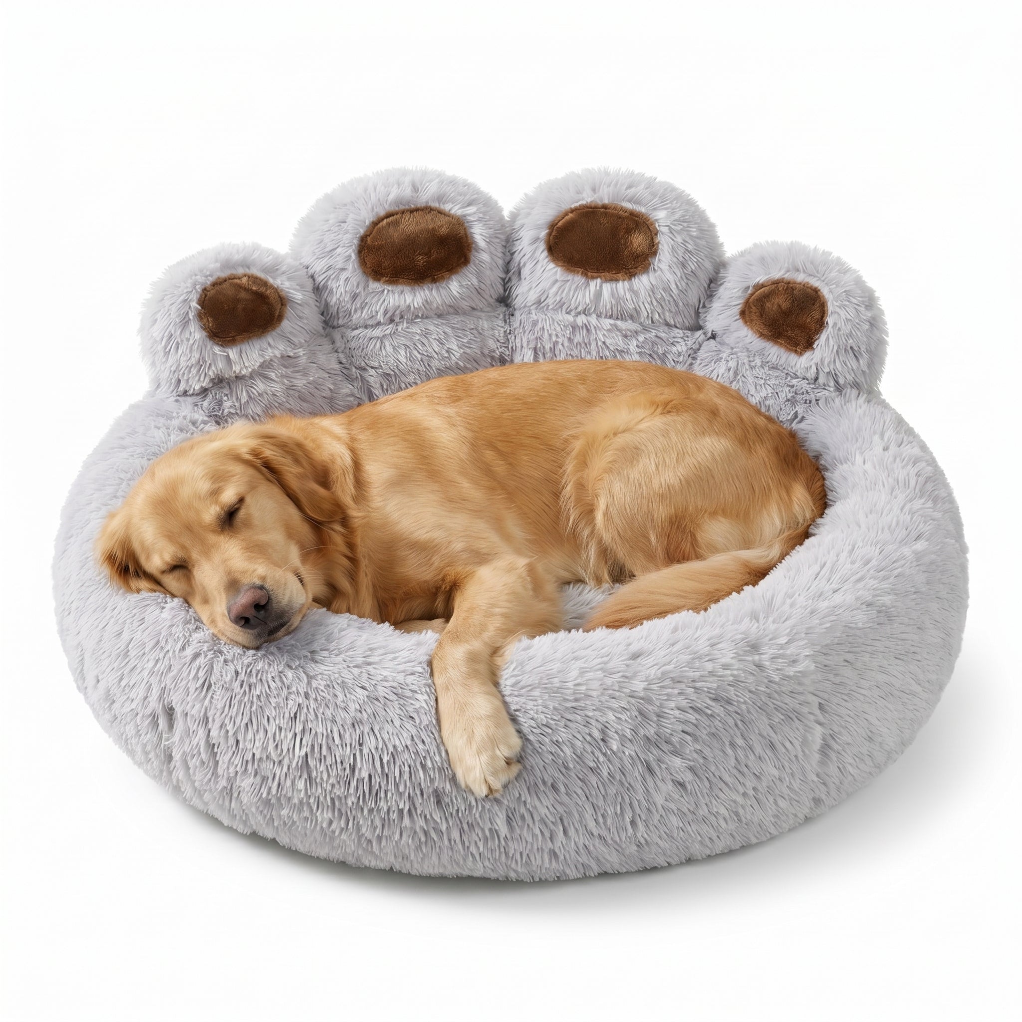 PawCloud-Paw-Shaped Dog Bed — Ultra-Plush Calming Sofa Bed with Cushioned Back Support