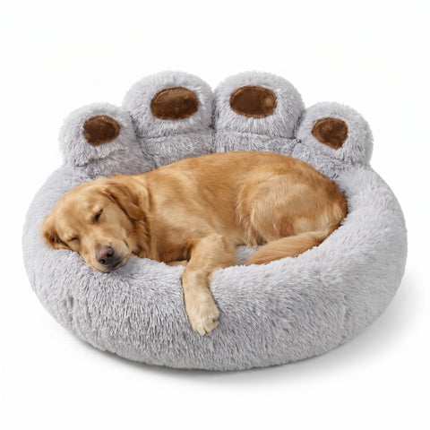 PawCloud-Paw-Shaped Dog Bed — Ultra-Plush Calming Sofa Bed with Cushioned Back Support