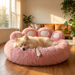 PawCloud-Paw-Shaped Dog Bed — Ultra-Plush Calming Sofa Bed with Cushioned Back Support