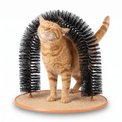 GroomArch — Self-Grooming Cat Arch Brush — Interactive Bristle Massage & Scratching Station with Sisal Base