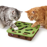 HuntMaze - Interactive Cat Puzzle Toy — Multi-Hole Chase & Capture Felt Activity Board for Indoor Cats